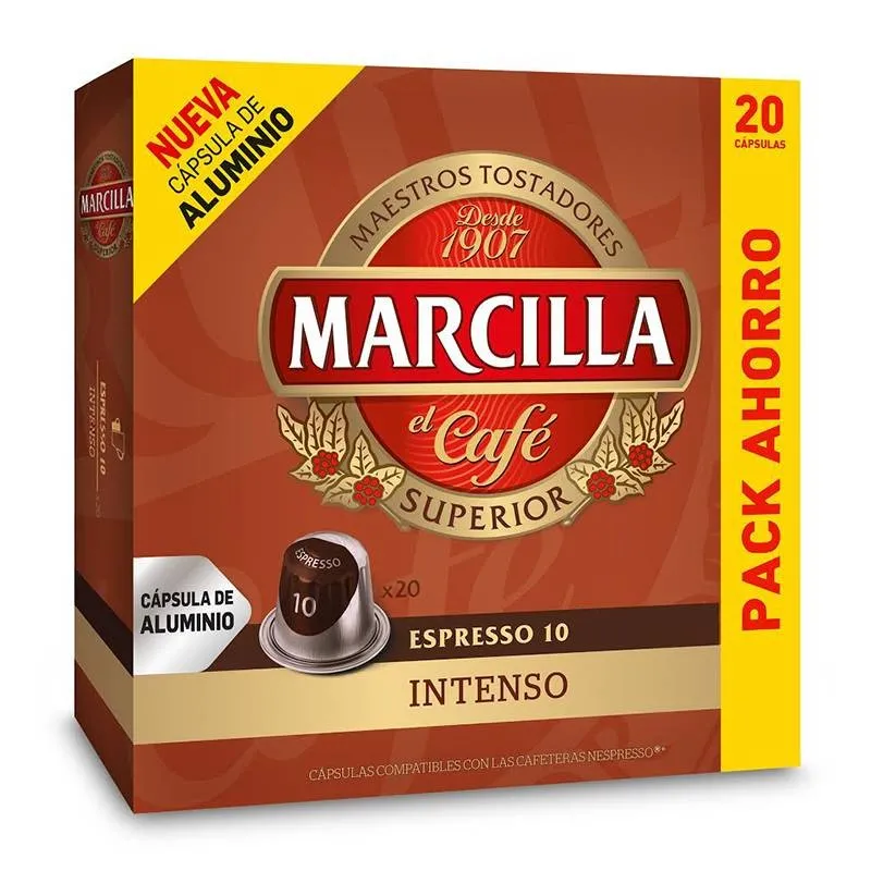 INTENSO 20 cápsulas MARCILLA compatibles con Nespresso