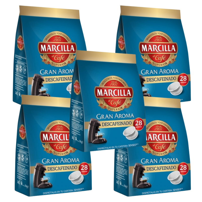 Pack de 5 Senseo café Descafeinado Marcilla 28 monodosis