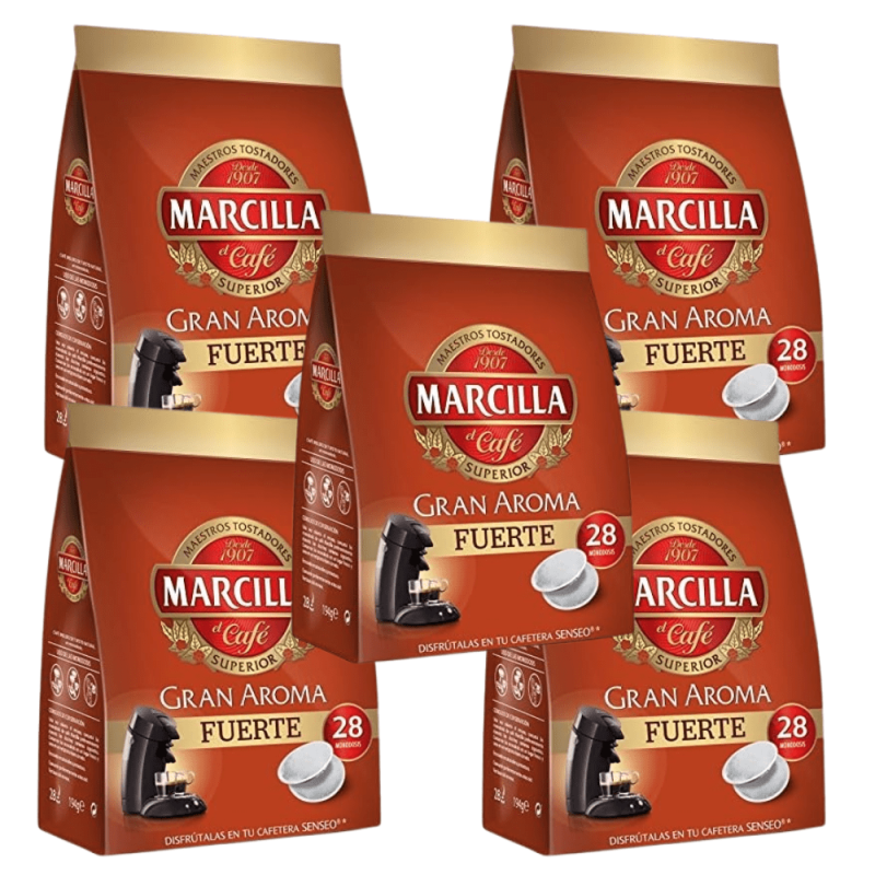 Pack de 5 Senseo Marcilla café Fuerte Gran Aroma 28 monodosis