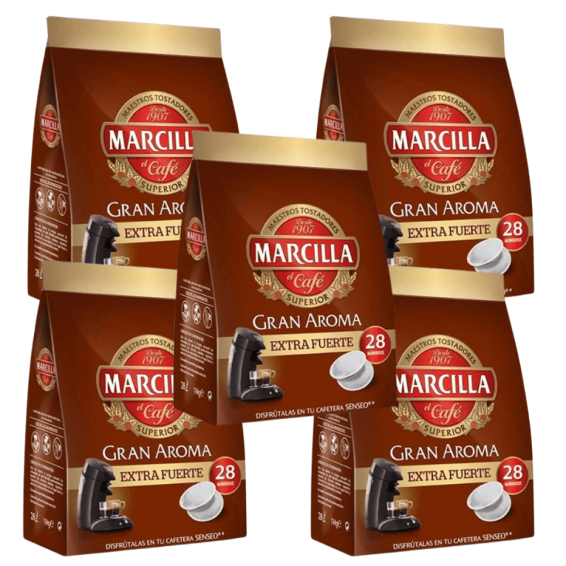 Pack de 5 Senseo café Extra Fuerte Marcilla Gran Aroma 28 monodosis