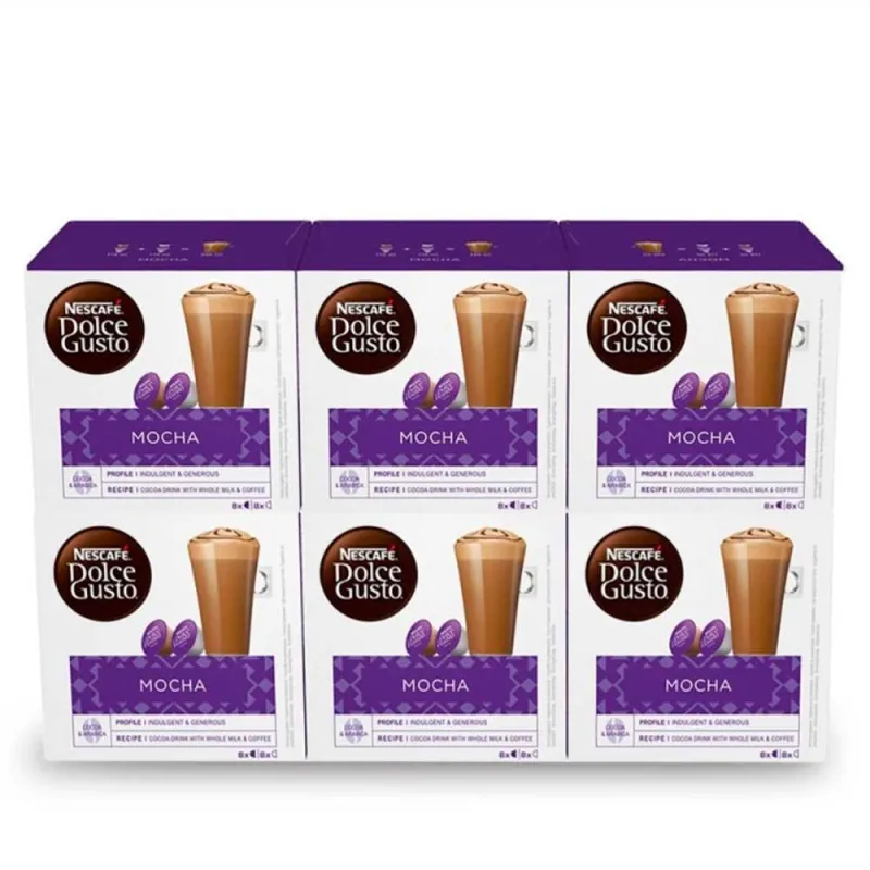 Café Mocha Dolce Gusto 6 cajas de 8+8 cápsulas Nuevo Formato