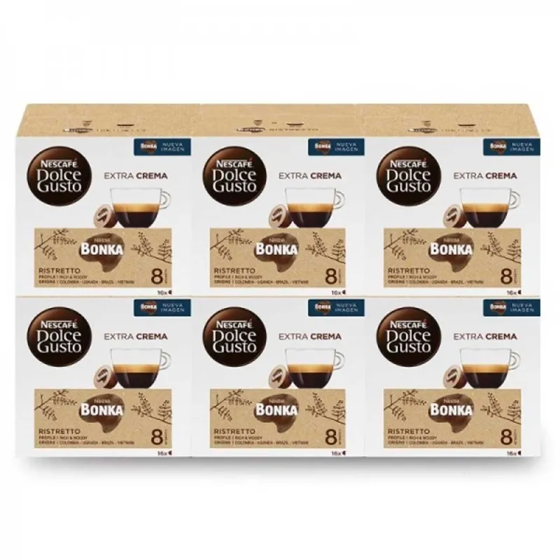 Bonka Ristretto 6 Cajas de 16 cápsulas Dolce Gusto