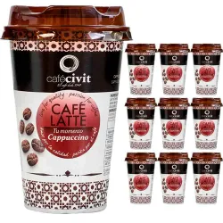 10 unidades Café Latte Cappuccino Civit. 225ml para llevar