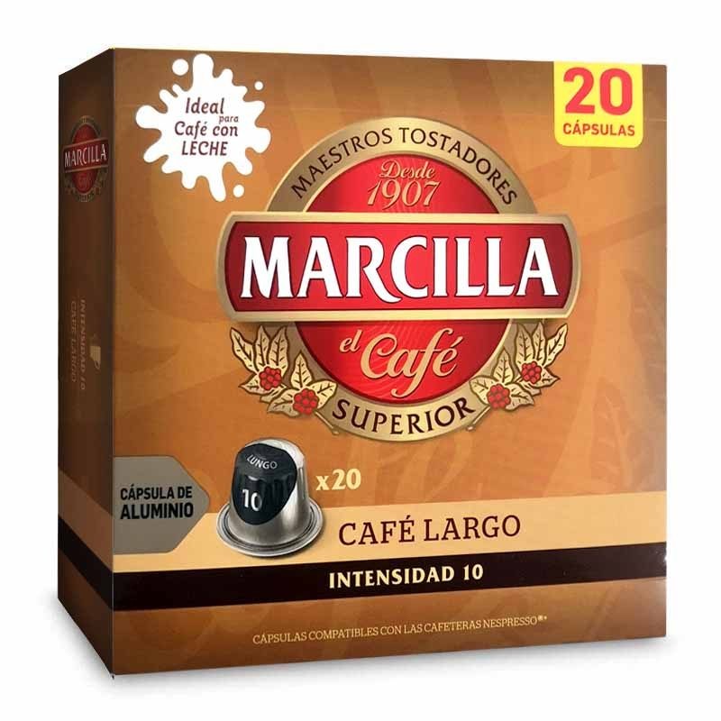 CAFÉ LARGO, 20 cápsulas MARCILLA compatibles con Nespresso.