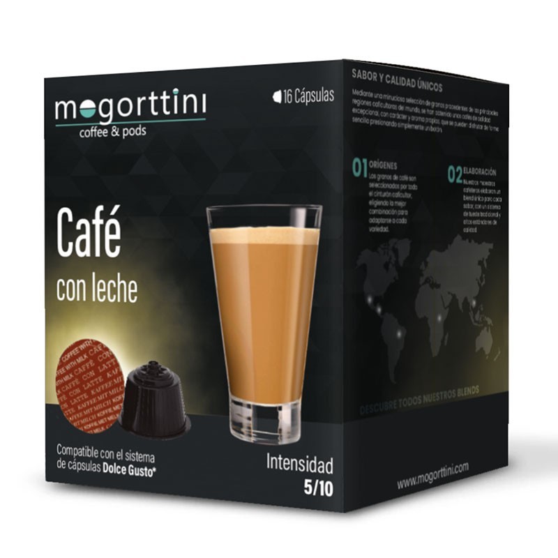 Café con Leche Mogorttini 16 unidades Compatible con Dolce Gusto