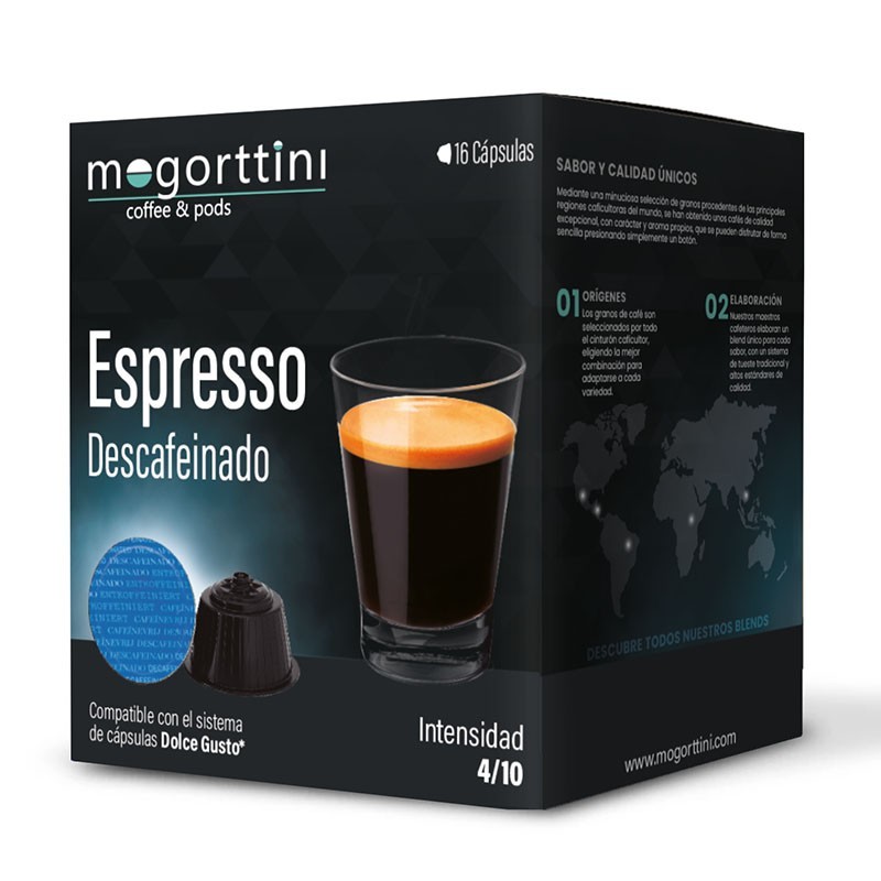 SpainSupermarket • Café espresso intenso descafeinado en cápsulas